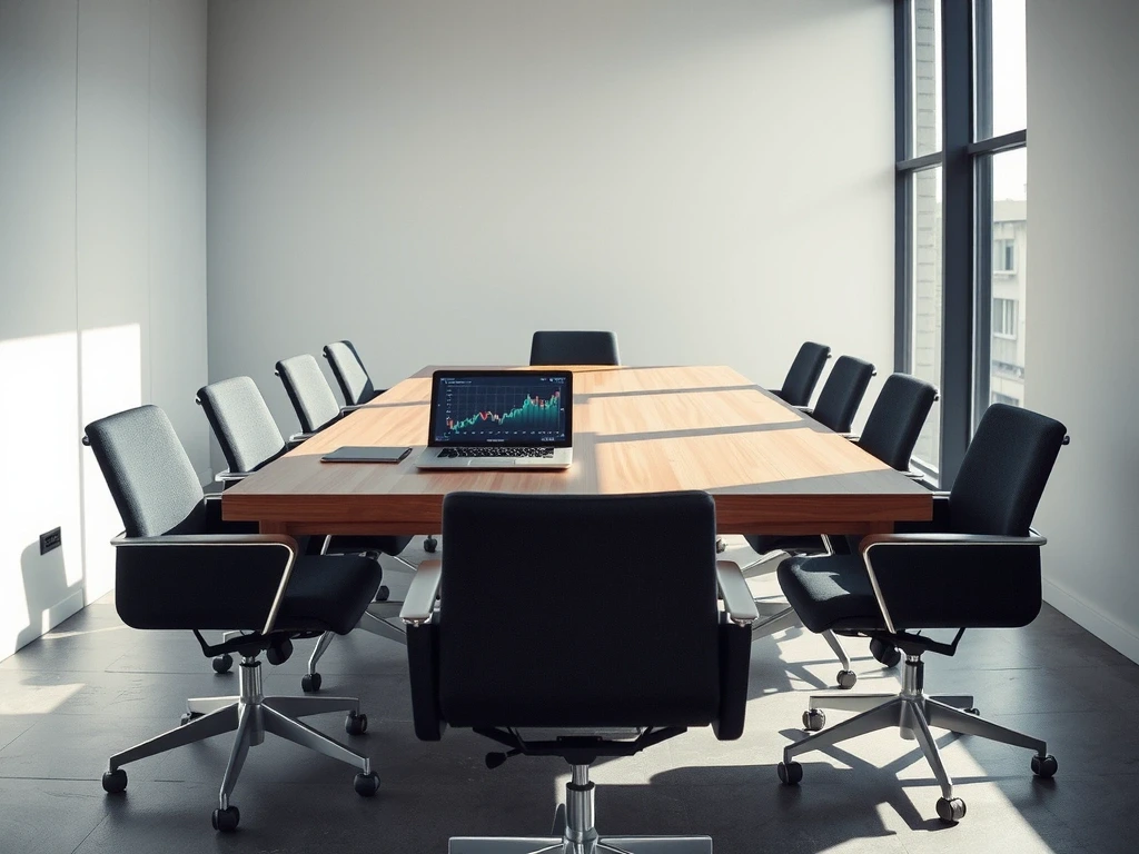 Empty boardroom table ready for discussion
